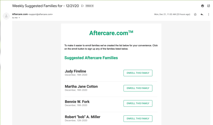 Aftercare-email